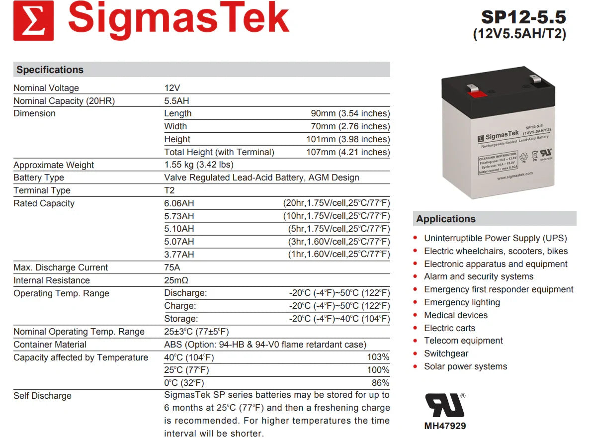 UPSonik 200 High Performance Replacement Battery By SigmasTek