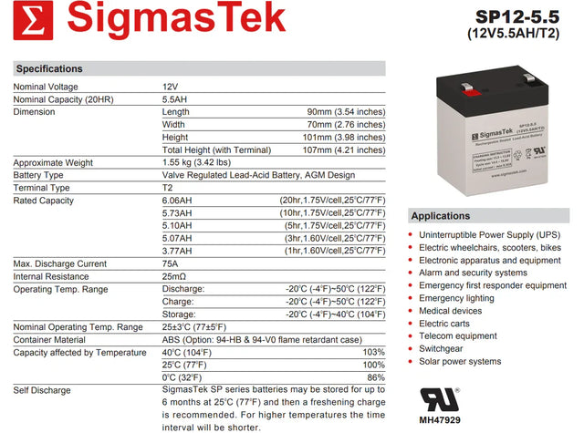 UPSonik 200 High Performance Replacement Battery By SigmasTek