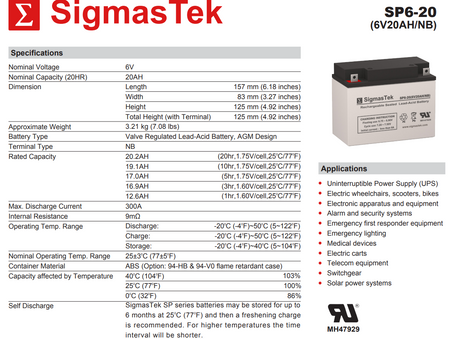 York-Wide Light VX2E20 Compatible Replacement Battery