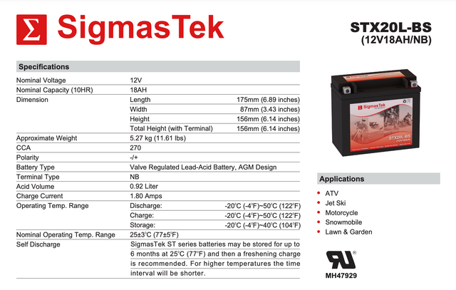 Kawasaki (Jet Ski) 750CC JS750 SXI Pro High Performance Replacement Battery (1995-2002)