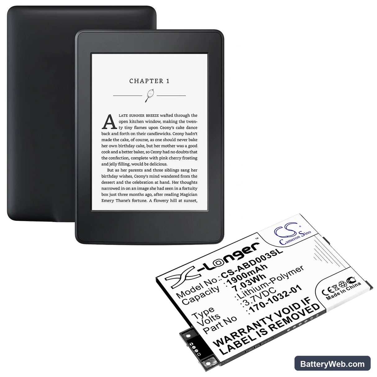 Amazon Kindle 3 Replacement Battery, 3.7V, 1900mAh, Li-Polymer 6