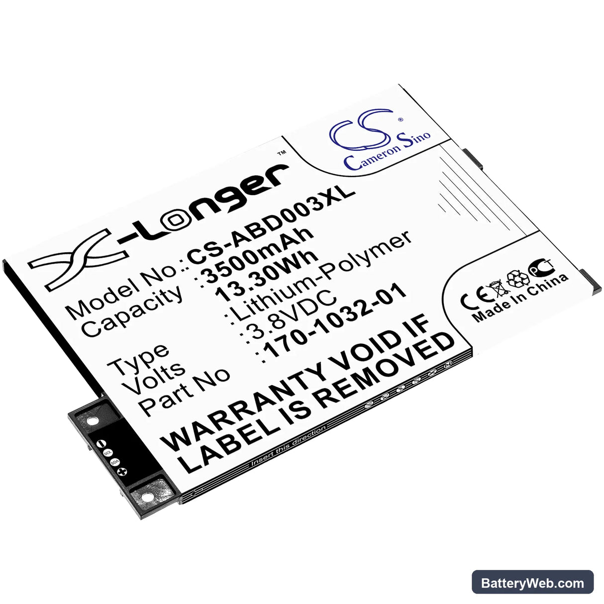 Amazon Kindle 3 Replacement Battery, 3.8V, 3500mAh, Li-Polymer 1