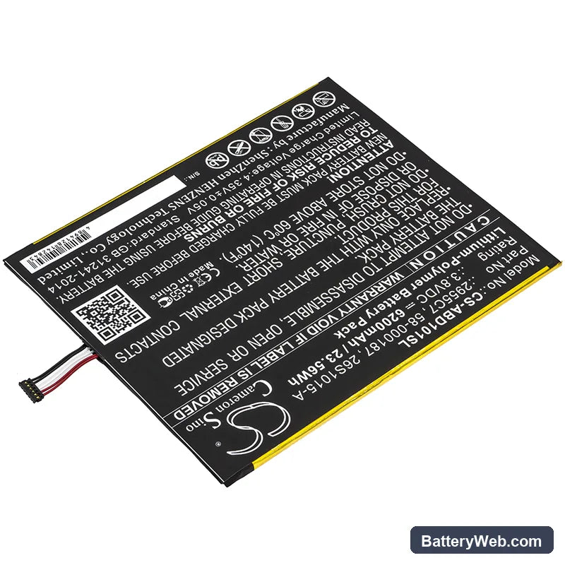 Amazon Kindle Fire HD 10.1 Replacement Battery, 3.8V, 6200mAh, Li-Polymer 2