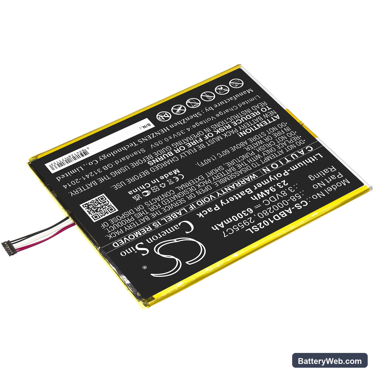 Amazon Kindle Fire HD 10.1 9th Replacement Battery, 3.8V, 6300mAh, Li-Polymer 2