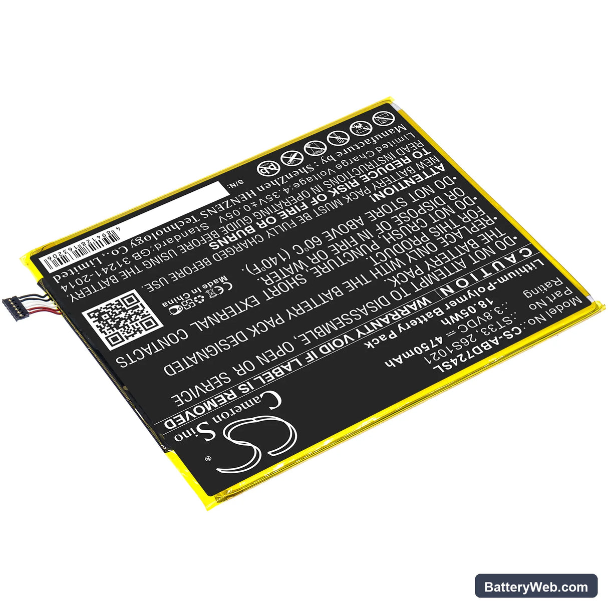 Amazon Kindle Fire HD 8th Replacement Battery, 3.8V, 4750mAh, Li-Polymer 2