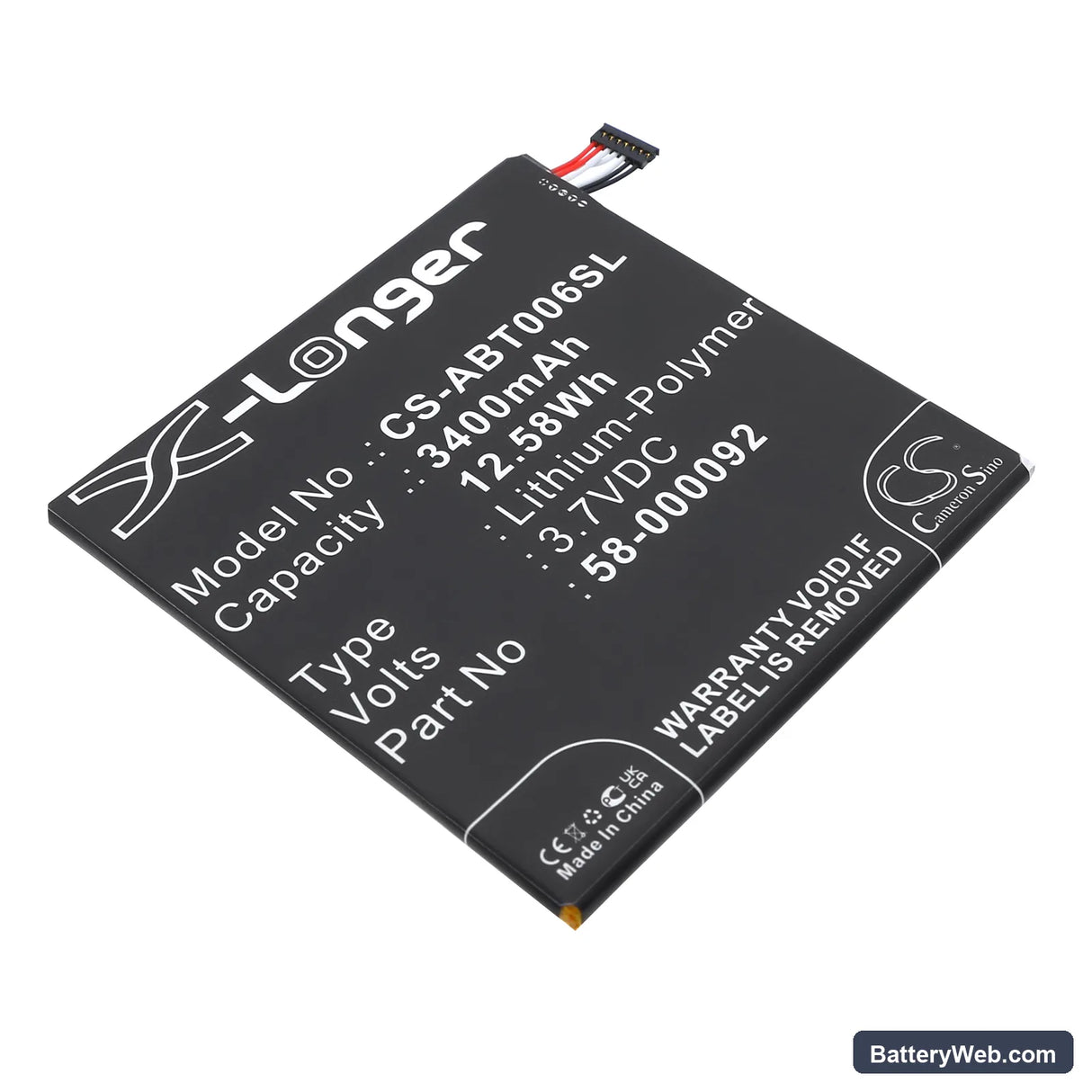 Amazon Fire HD 6 Replacement Battery, 3.7V, 3400mAh, Li-Polymer 1