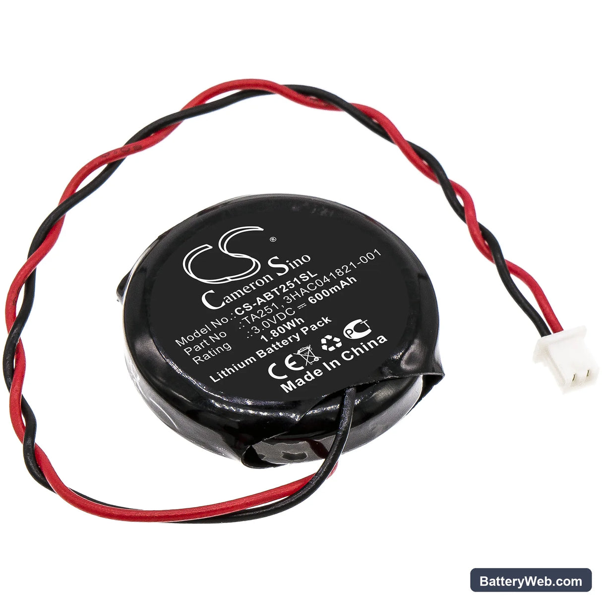 ABB TA251 Replacement Battery, 3V, 600mAh, Lithium 1