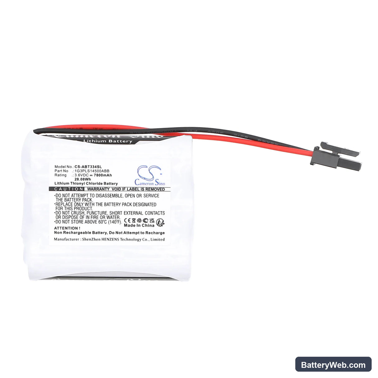 ABB 1G3PLS14500ABB Replacement Battery, 3.6V, 7800mAh, Li-SOCl2 3