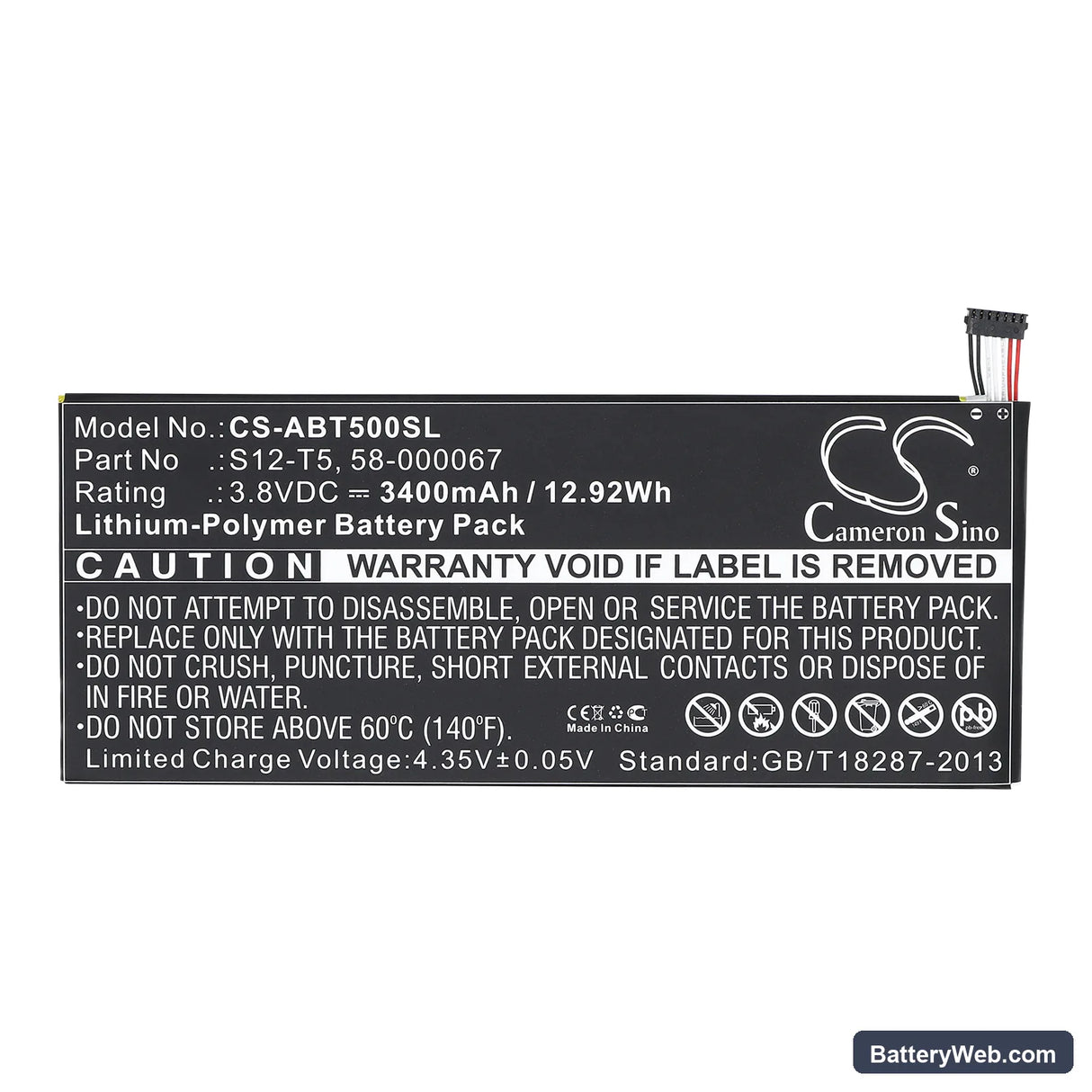 Amazon Replacement Battery, 3.8V, 3400mAh, Li-Polymer 3