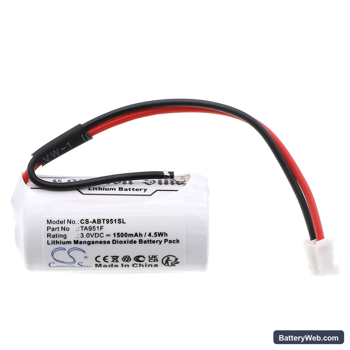 ABB 3BDH001030R0001 Replacement Battery, 3V, 1500mAh, Li-MnO2 3