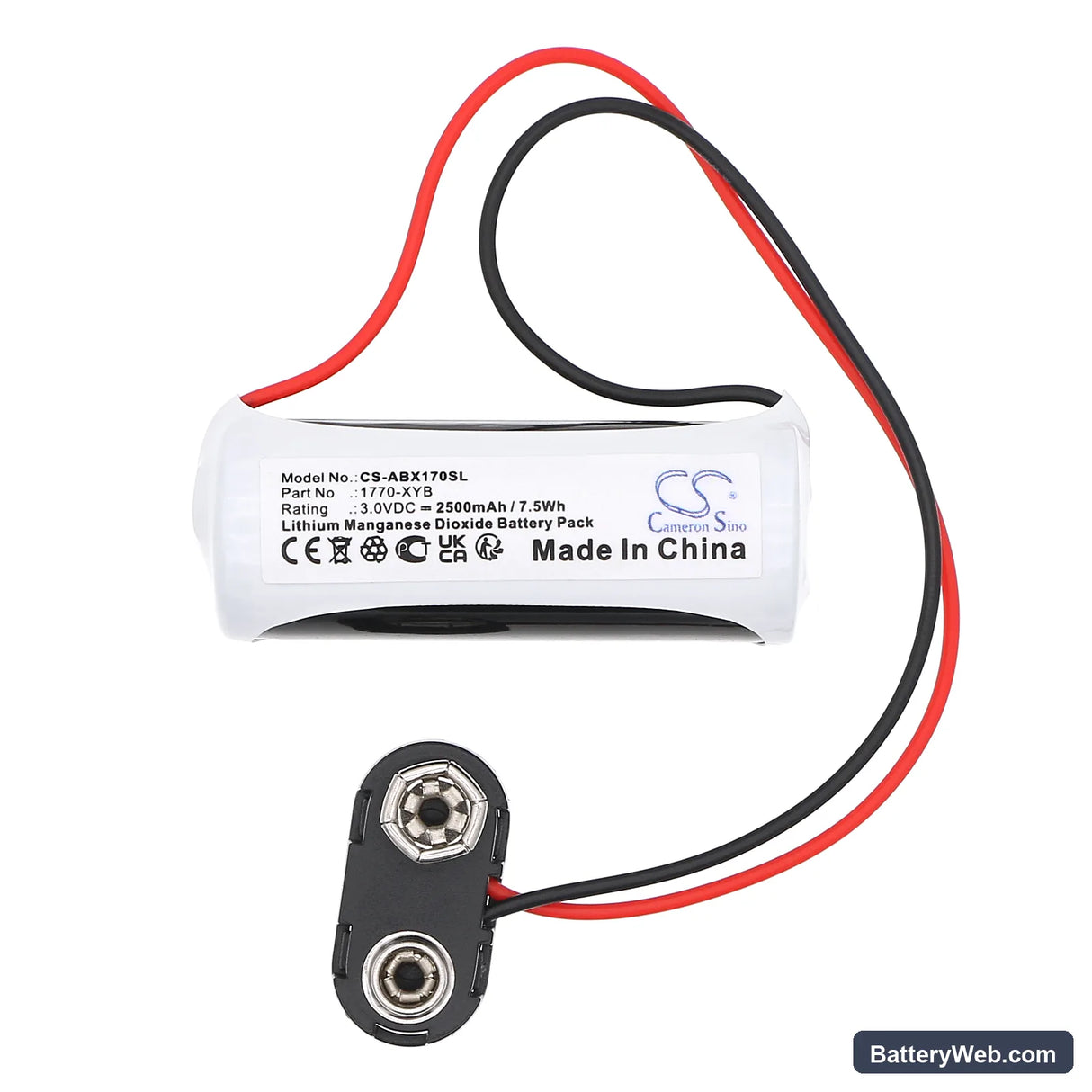 GE Fanuc Series1 Replacement Battery, 3V, 2500mAh, Li-MnO2 3