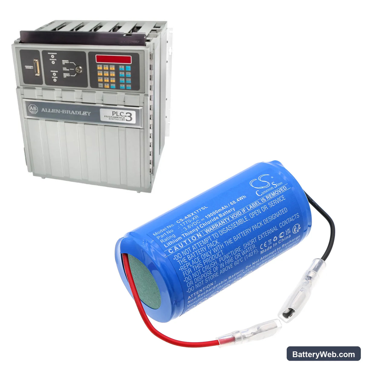 Allen-Bradley 1700-XR Replacement Battery, 3.6V, 19000mAh, Li-SOCl2 6