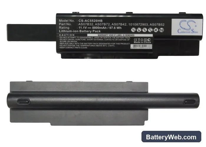 Acer Aspire 7520 Replacement Battery, 11.1V, 8800mAh, Li-ion 5