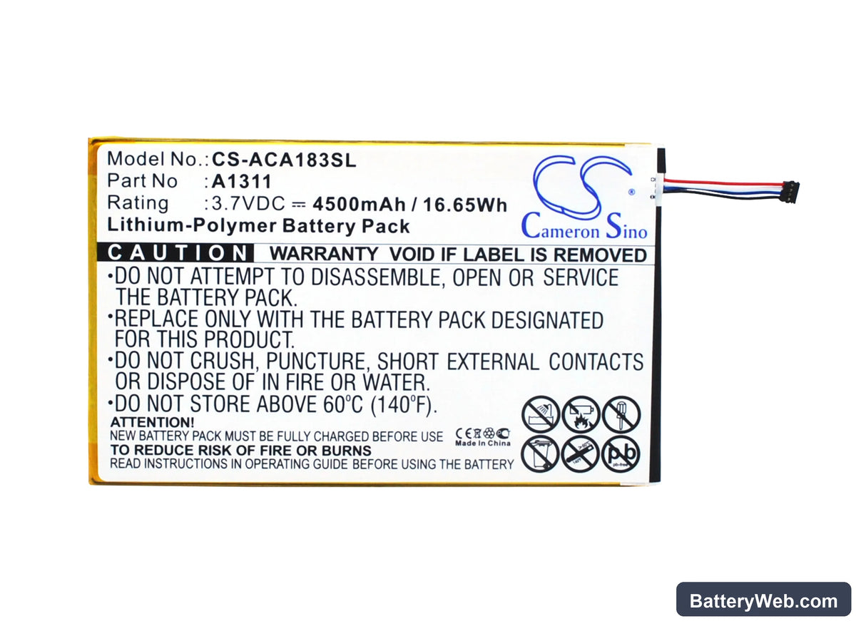 Acer Iconia Tab 8 Replacement Battery, 3.7V, 4500mAh, Li-Polymer 5