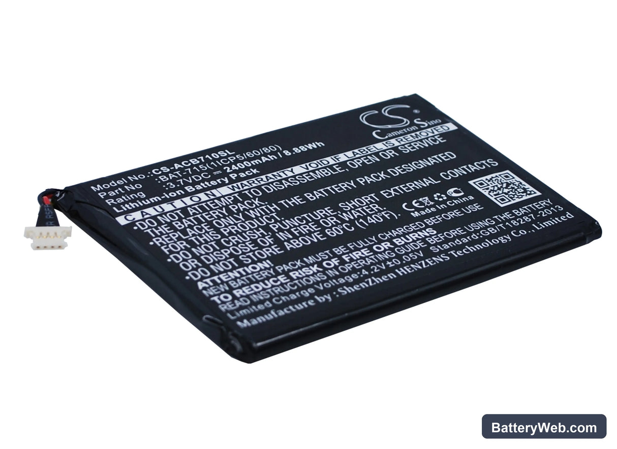 Acer Iconia Tab B1 Replacement Battery, 3.7V, 2400mAh, Li-ion 2
