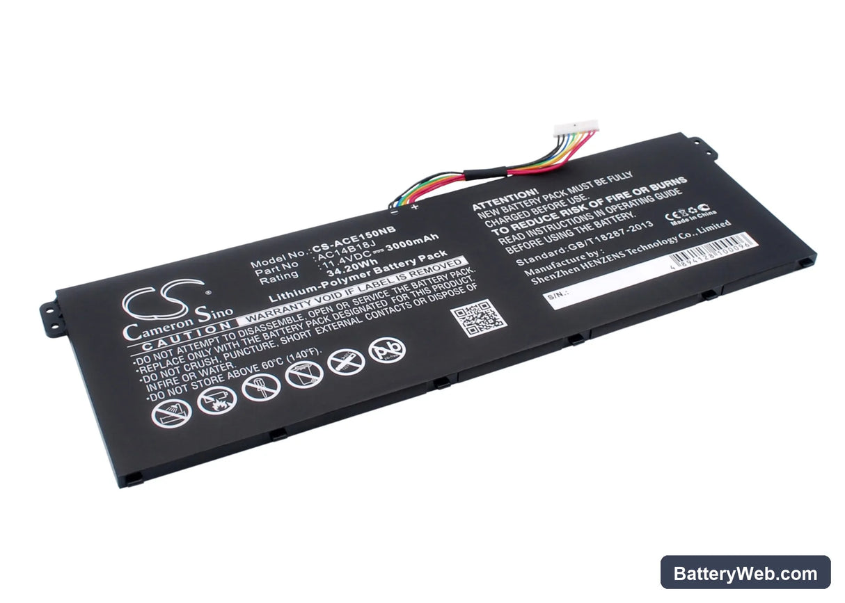 Gateway NE513 Replacement Battery, 11.4V, 3000mAh, Li-Polymer 2