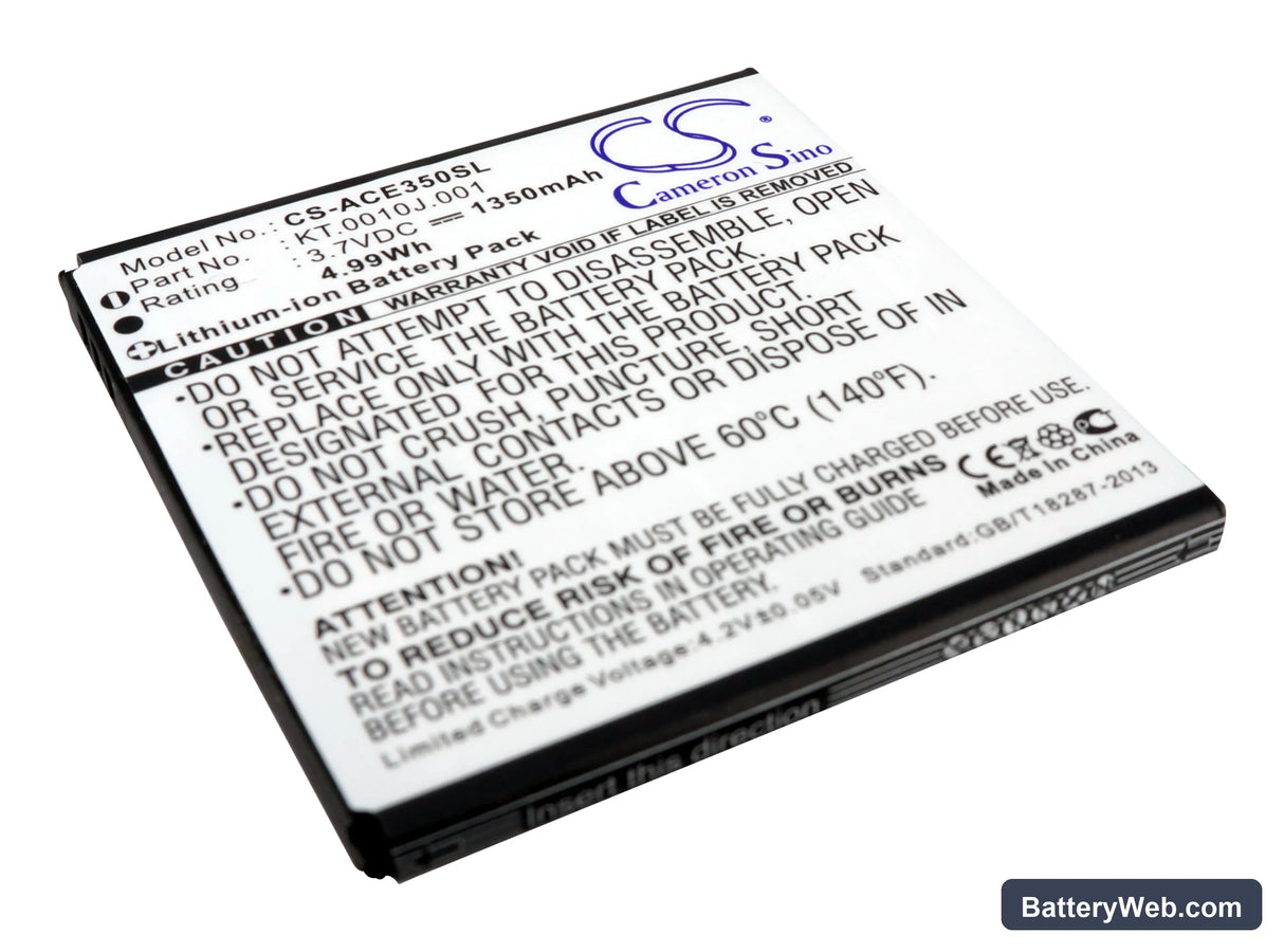 Acer Liquid Gallant Replacement Battery, 3.7V, 1350mAh, Li-ion 1