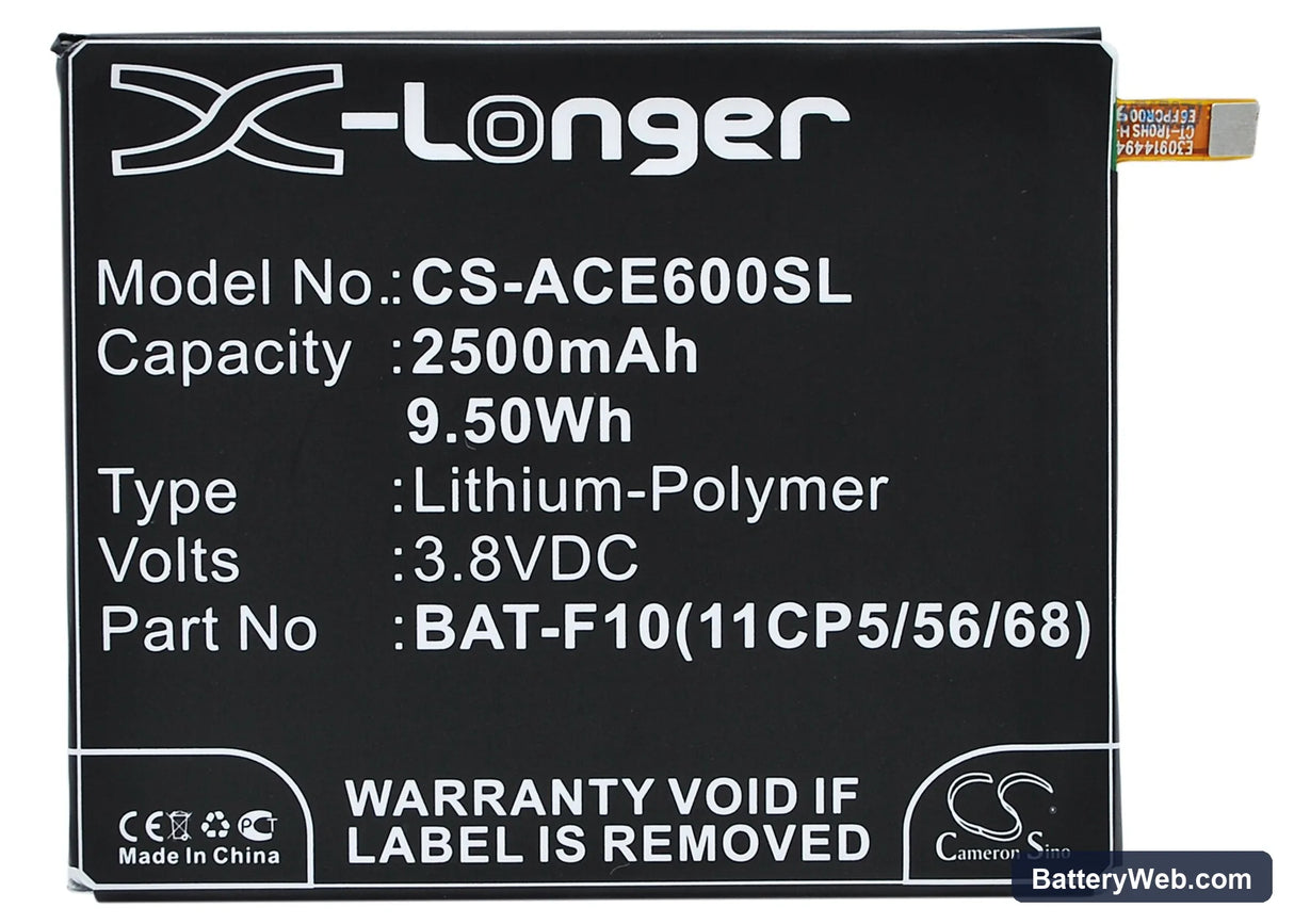 Acer Liquid E600 Replacement Battery, 3.8V, 2500mAh, Li-Polymer 5
