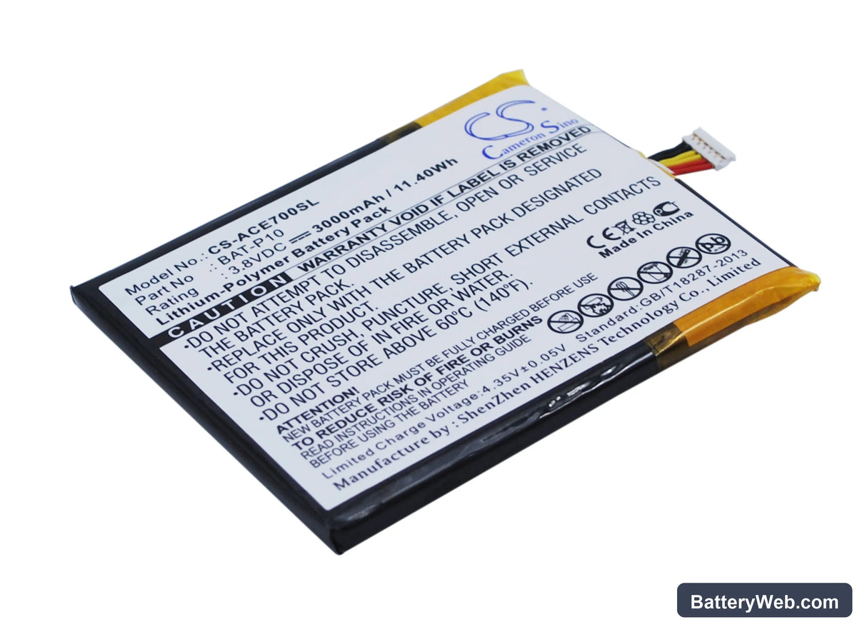 Acer Liquid E700 Replacement Battery, 3.8V, 3000mAh, Li-Polymer 2