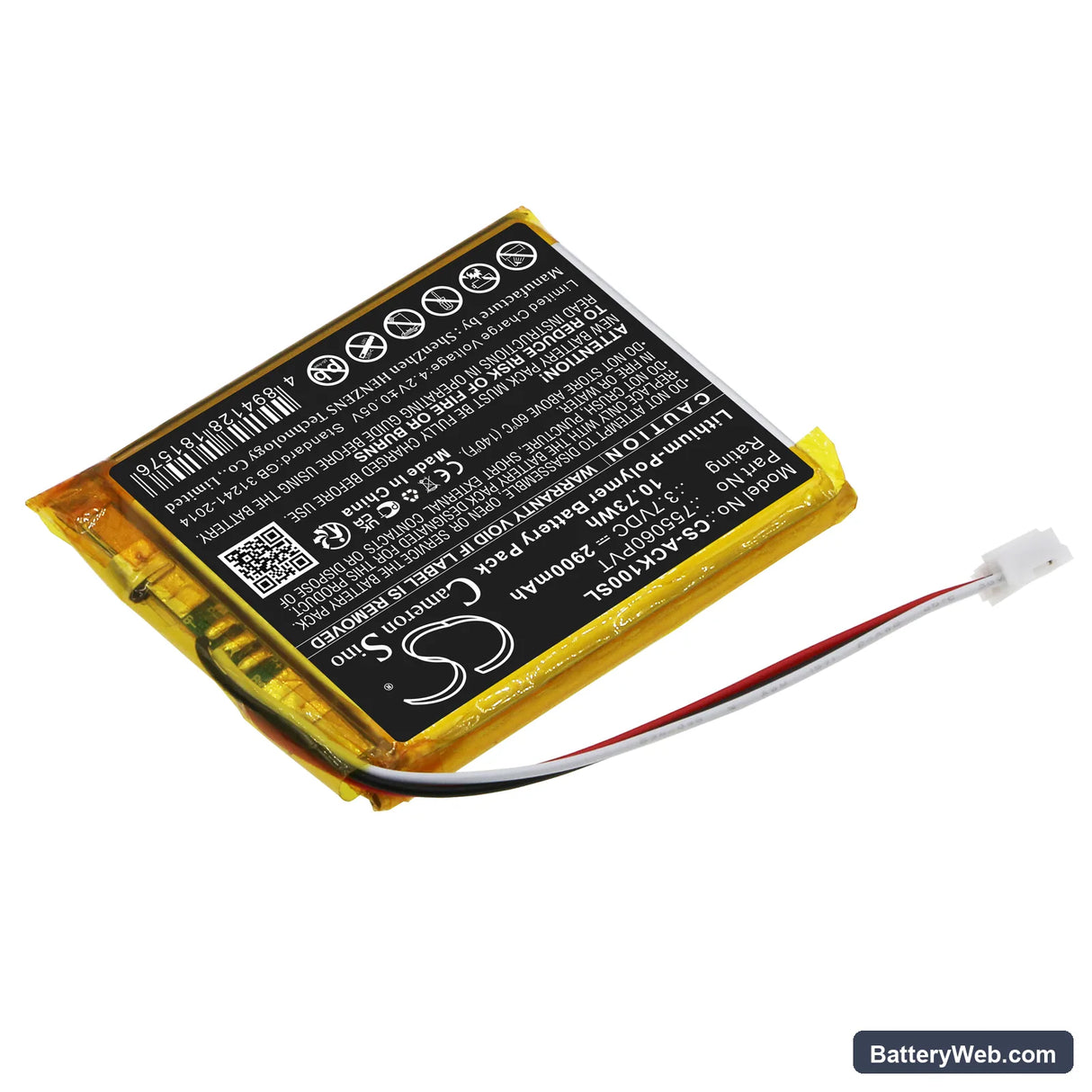 AUTOKEYSPROTOOL CK-100 Replacement Battery, 3.7V, 2900mAh, Li-Polymer 2