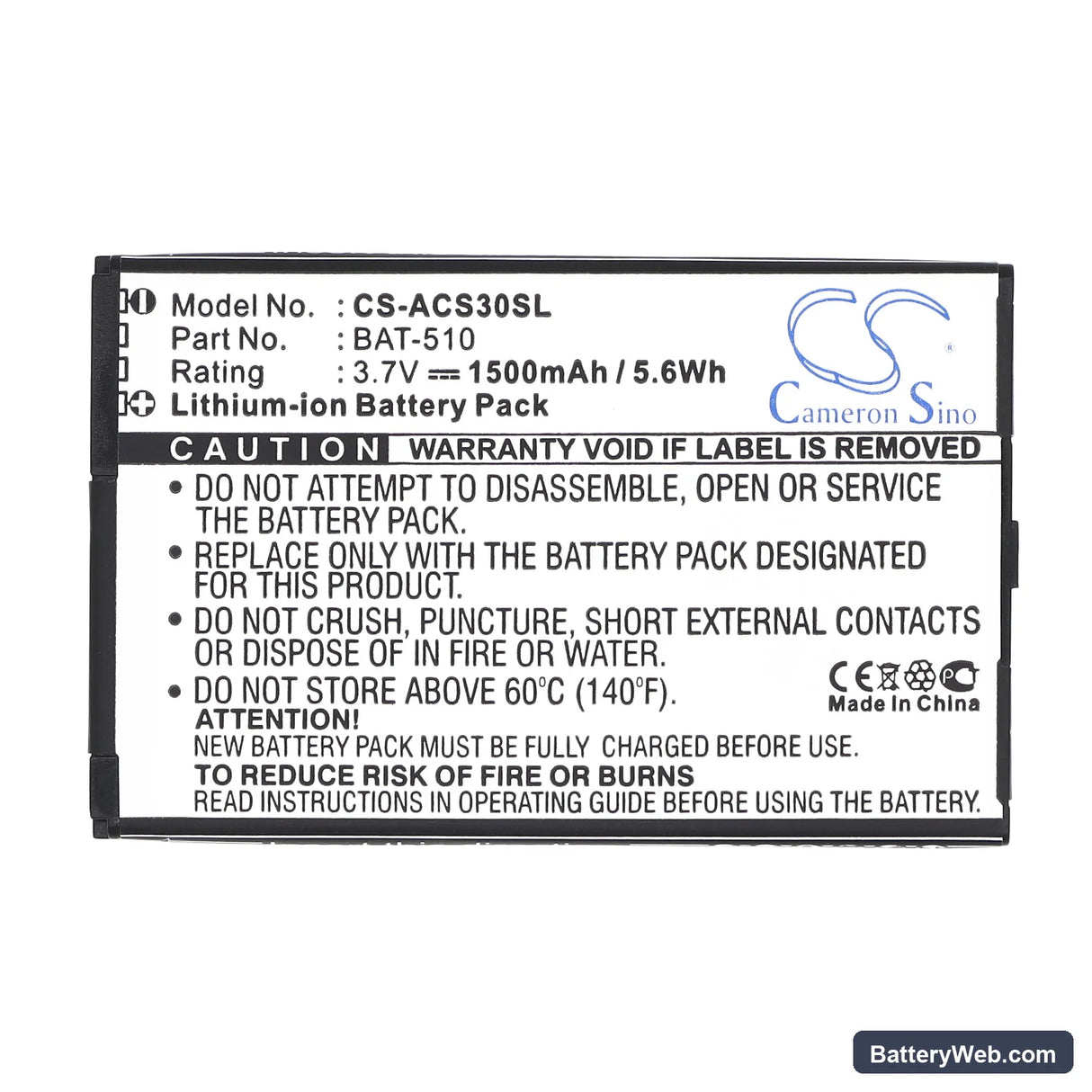Acer Iconia Smart Replacement Battery, 3.7V, 1500mAh, Li-ion 5