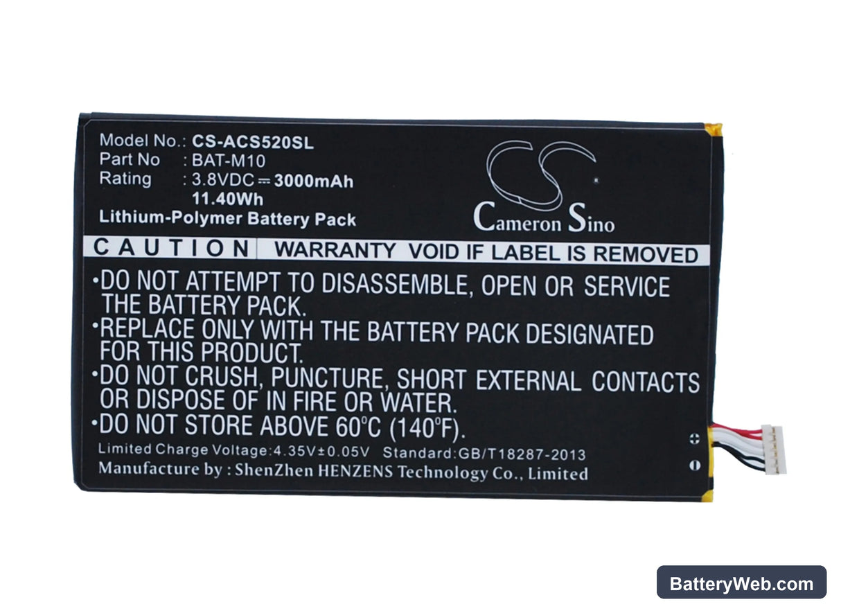 Acer Liquid S2 Replacement Battery, 3.8V, 3000mAh, Li-Polymer 1