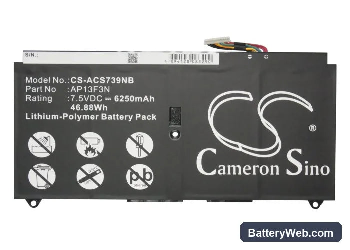 Acer Aspire S7-392 Replacement Battery, 7.5V, 6250mAh, Li-Polymer 6
