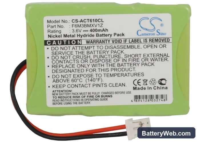 GP Replacement Battery, 3.6V, 400mAh, Ni-MH 5