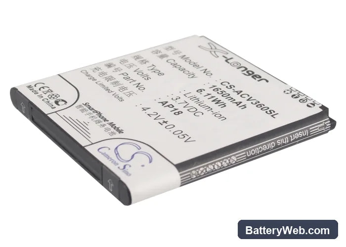 Acer Liquid E1 Replacement Battery, 3.7V, 1650mAh, Li-ion 2