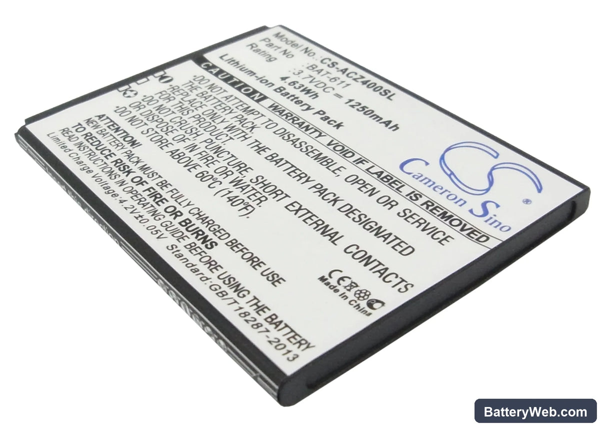 Acer Liquid Z4 Replacement Battery, 3.7V, 1250mAh, Li-ion 1