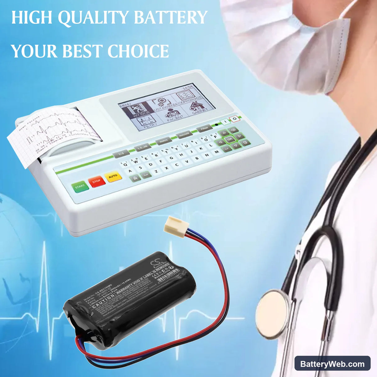 Aspel AsCard Replacement Battery, 7.4V, 2600mAh, Li-ion 6
