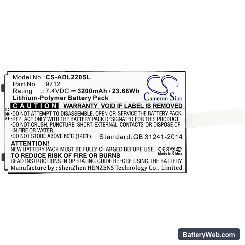 Additel 22XA Multifunction Calibrator Replacement Battery, 7.4V, 3200mAh, Li-Polymer 3
