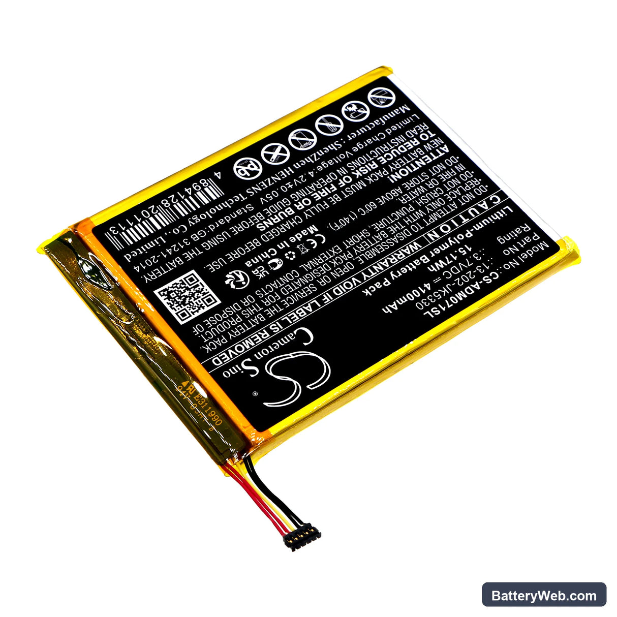Advantech MICA-071 Replacement Battery, 3.7V, 4100mAh, Li-Polymer 2