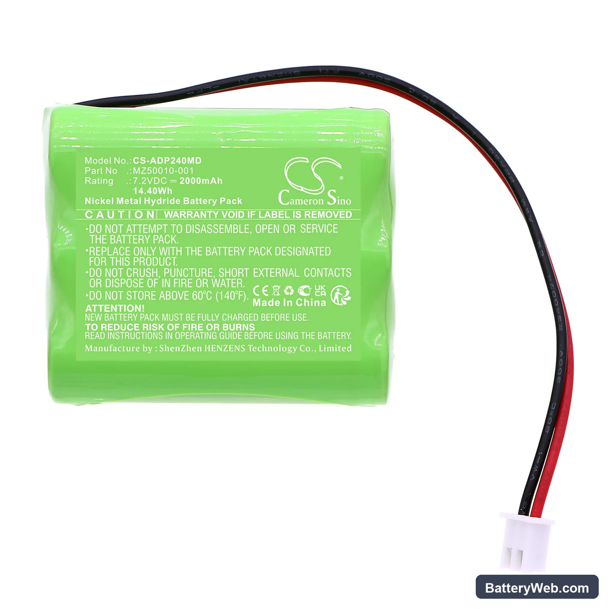 ADE DP2400 Replacement Battery, 7.2V, 2000mAh, Ni-MH 3