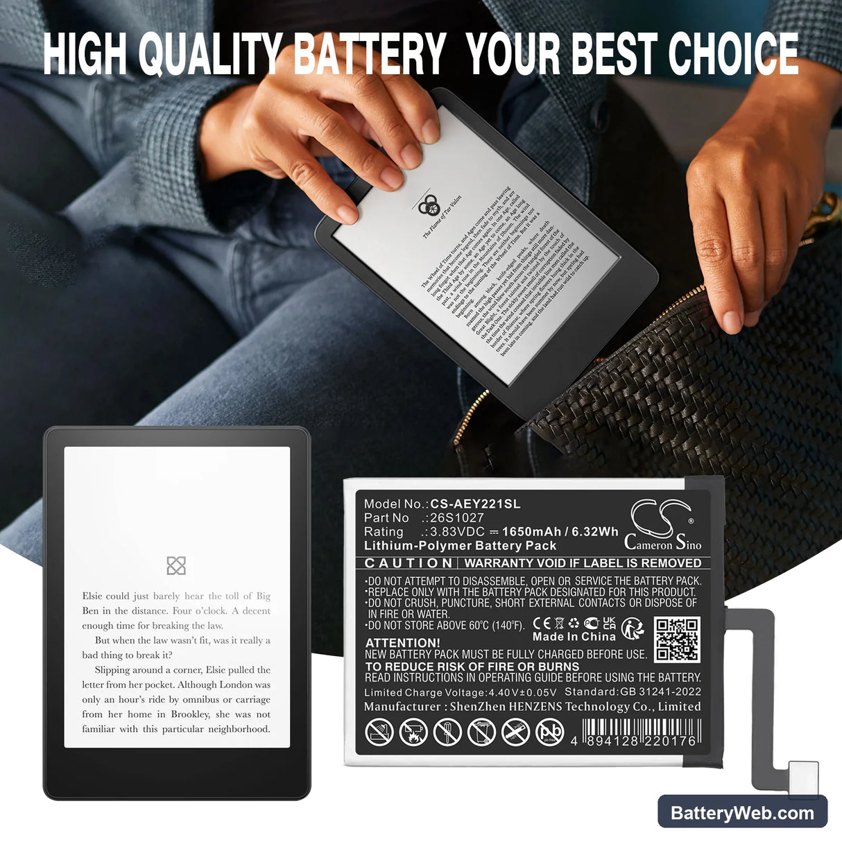 Amazon Kindle Paperwhite 11th Replacement Battery, 3.83V, 1650mAh, Li-Polymer 5