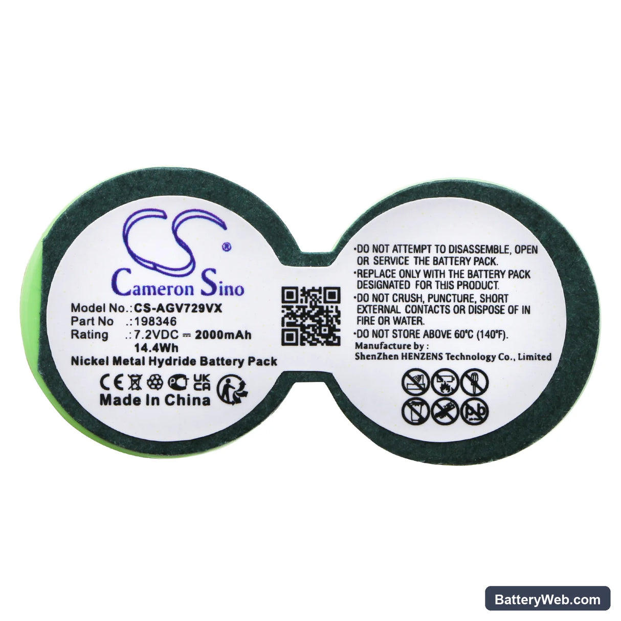 AEG Quigg VC 72.09 Replacement Battery, 7.2V, 2000mAh, Ni-MH 4