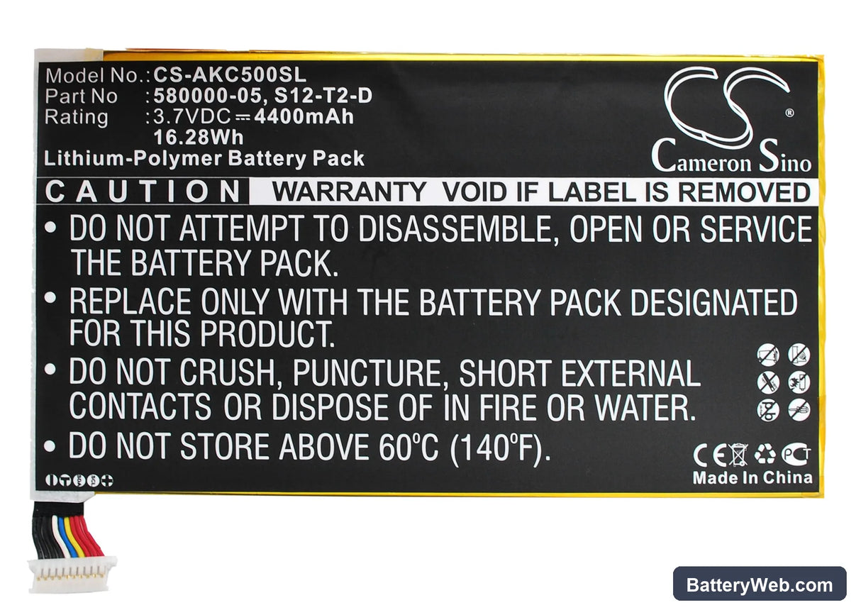 Amazon Kindle HDX 7.0 Replacement Battery, 3.7V, 4400mAh, Li-Polymer 1