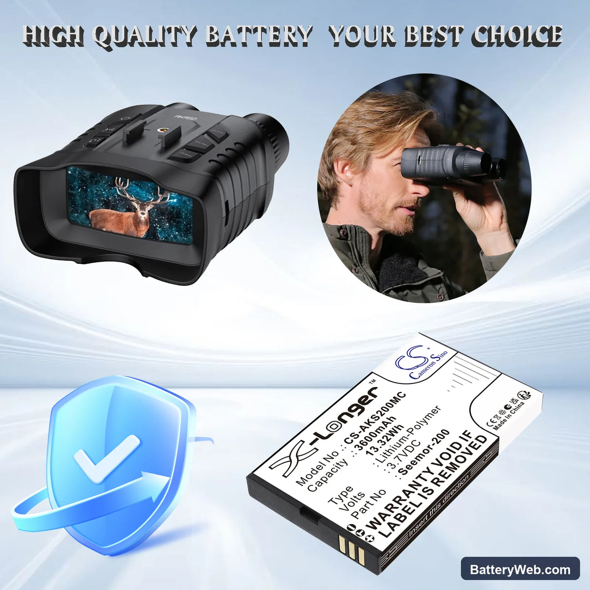 AKASO Seemor 200 Replacement Battery, 3.7V, 3600mAh, Li-Polymer 4