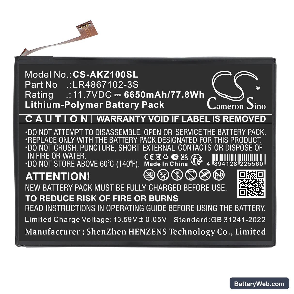 AOKZOE A1L Replacement Battery, 11.7V, 6650mAh, Li-Polymer 3