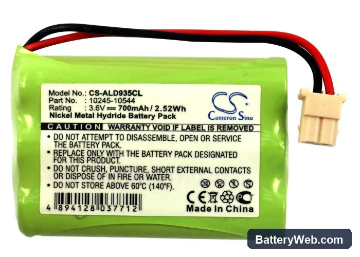 Panasonic Replacement Battery, 3.6V, 700mAh, Ni-MH 5