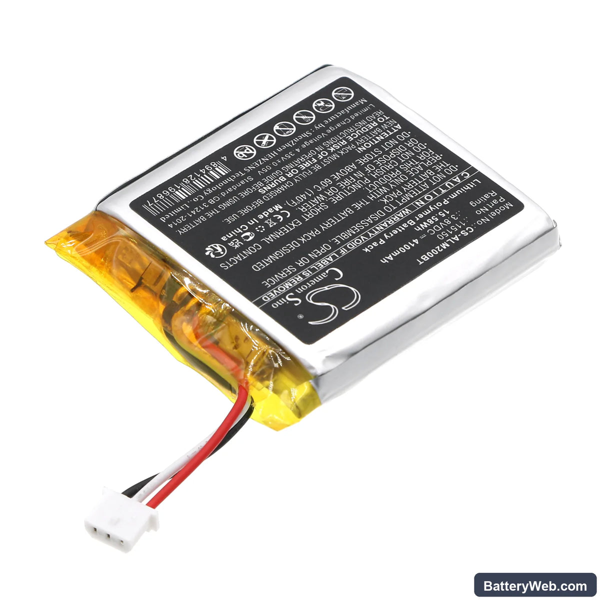 2GIG 2GIG-EDG-NA-AA Replacement Battery, 3.8V, 4100mAh, Li-Polymer 2