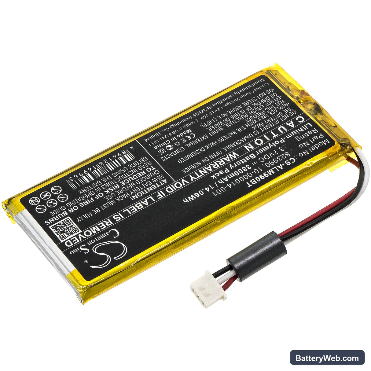 2GIG GC3 Panel Replacement Battery, 3.7V, 3800mAh, Li-Polymer 2