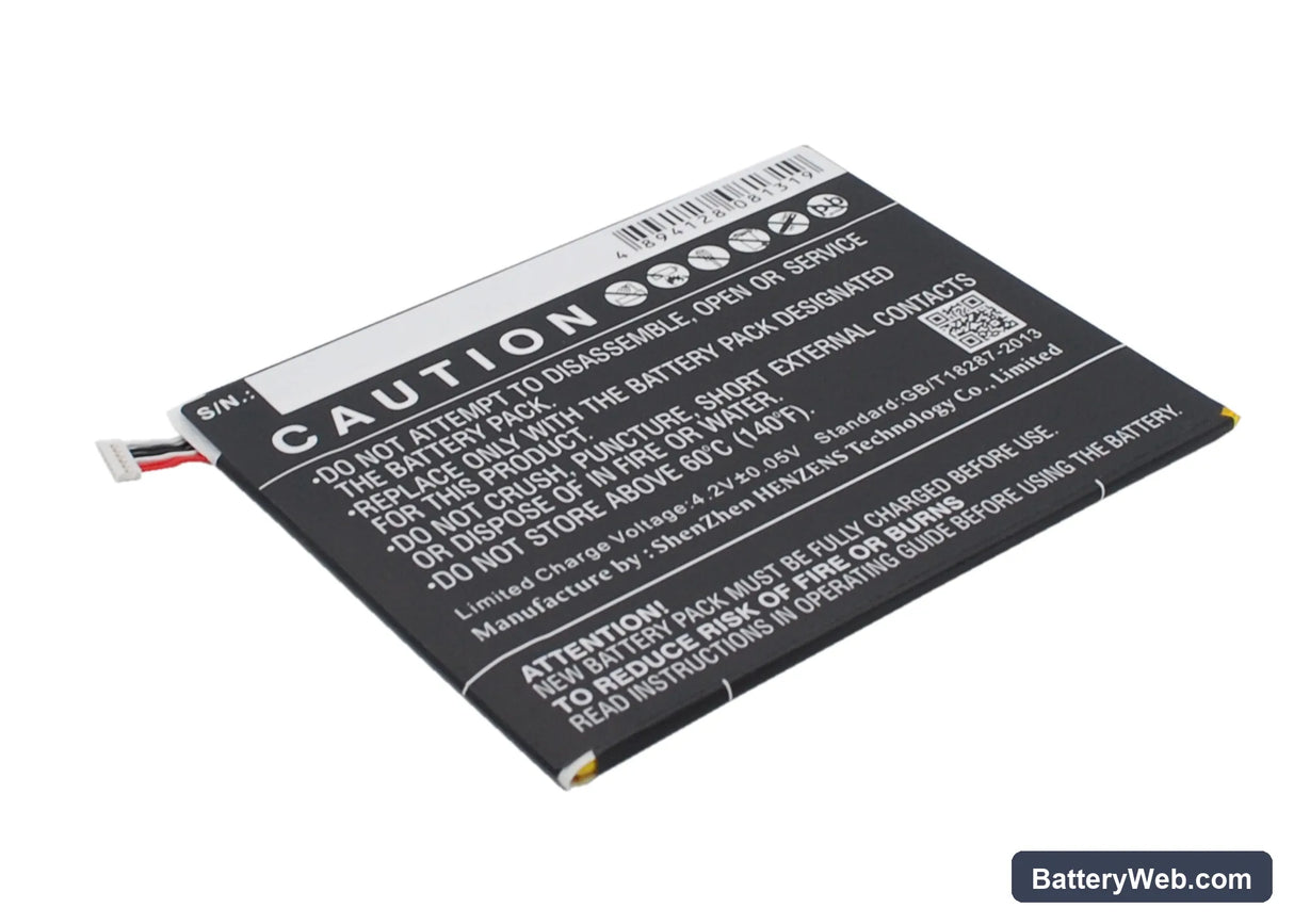 Alcatel One Touch POP 7 Replacement Battery, 3.7V, 3200mAh, Li-Polymer 4