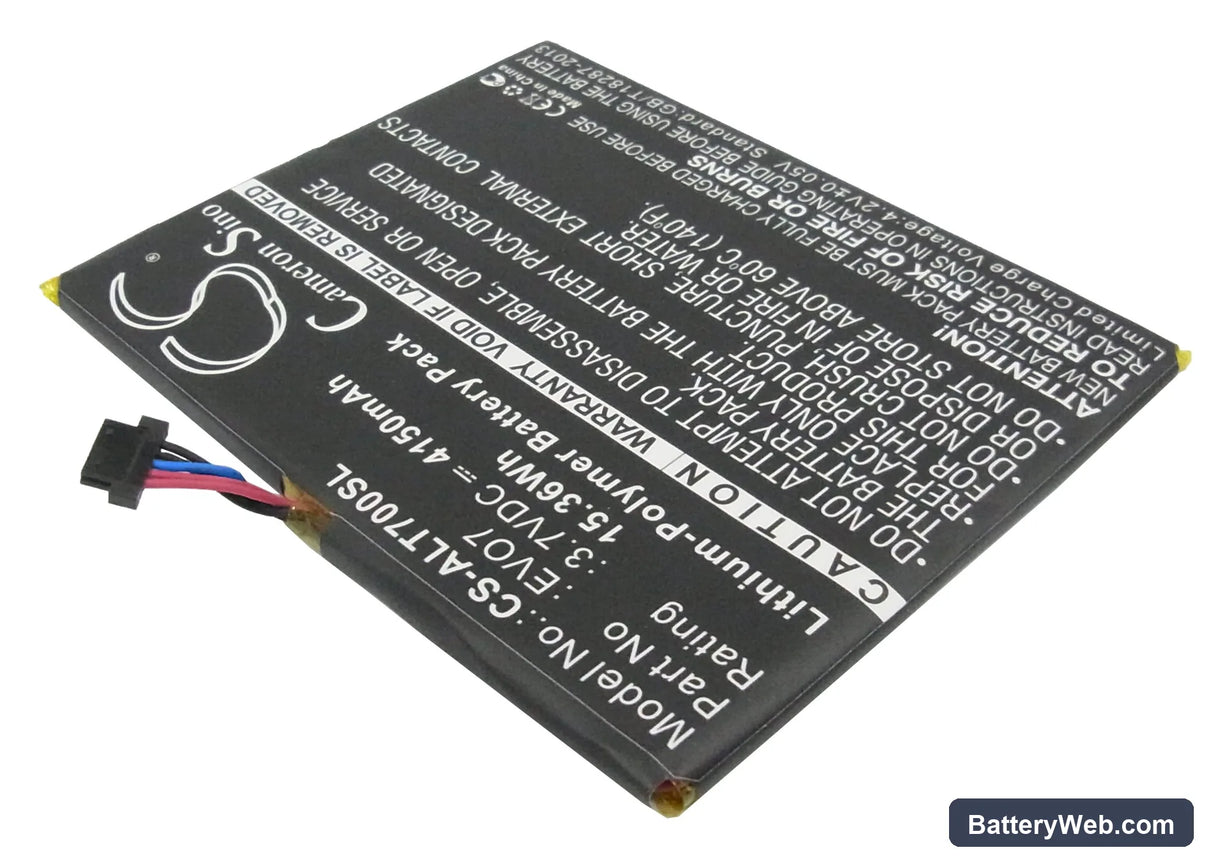 Alcatel One Touch EVO 7 Replacement Battery, 3.7V, 4150mAh, Li-Polymer 2