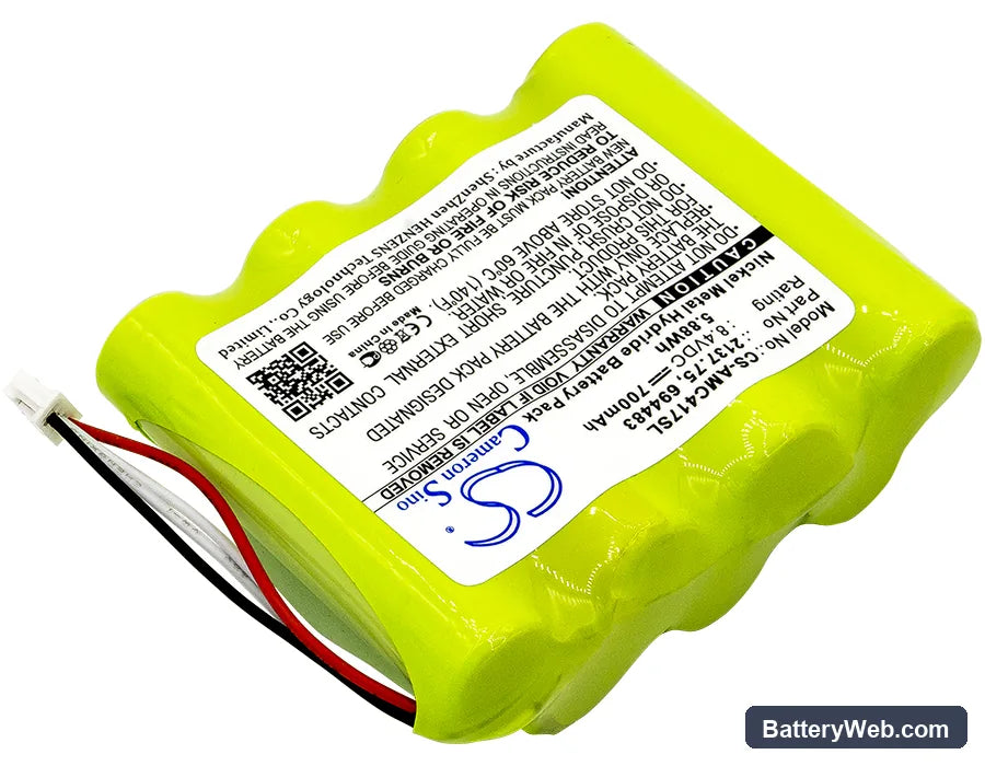 AEMC 6417 Ground Tester Replacement Battery, 8.4V, 700mAh, Ni-MH 2