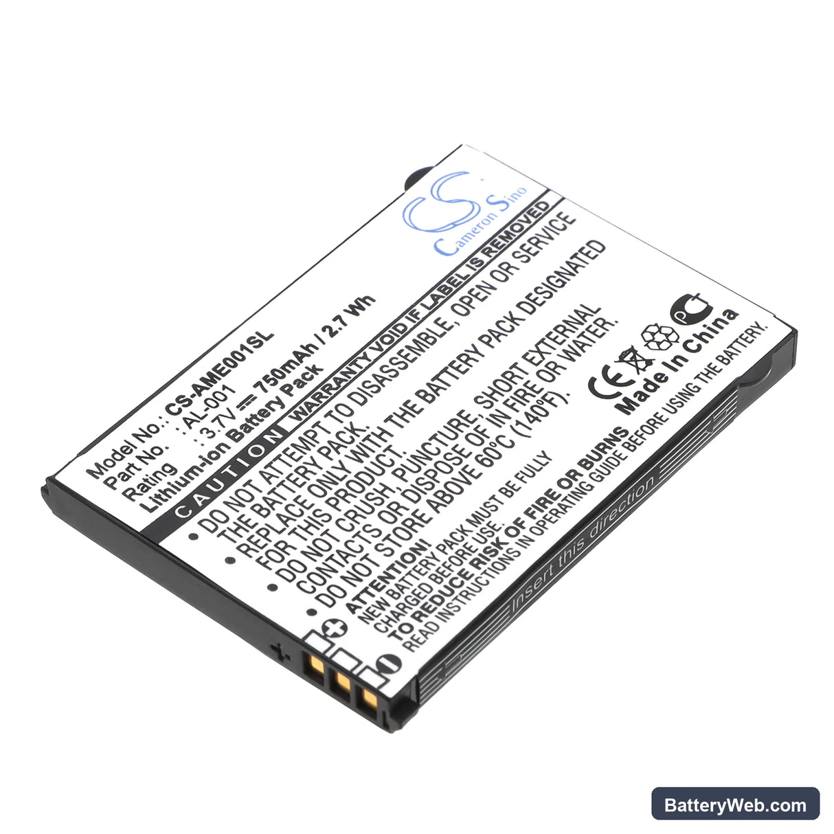 AMOI AL-001 Replacement Battery, 3.7V, 750mAh, Li-ion 1