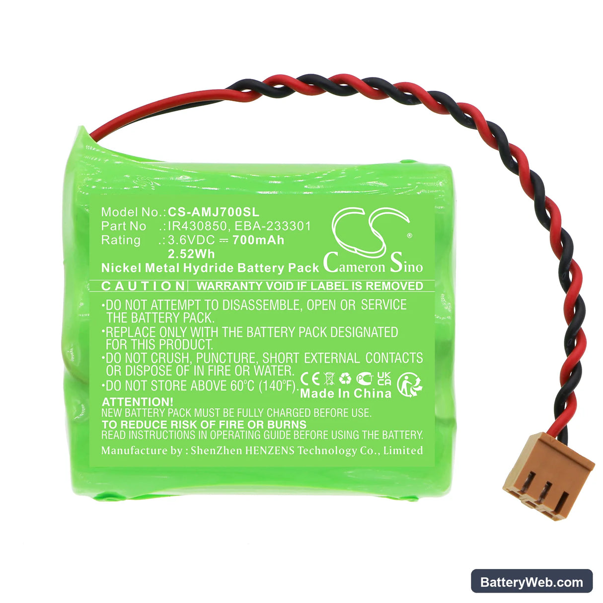 Amano MJR-7000 Replacement Battery, 3.6V, 700mAh, Ni-MH 3