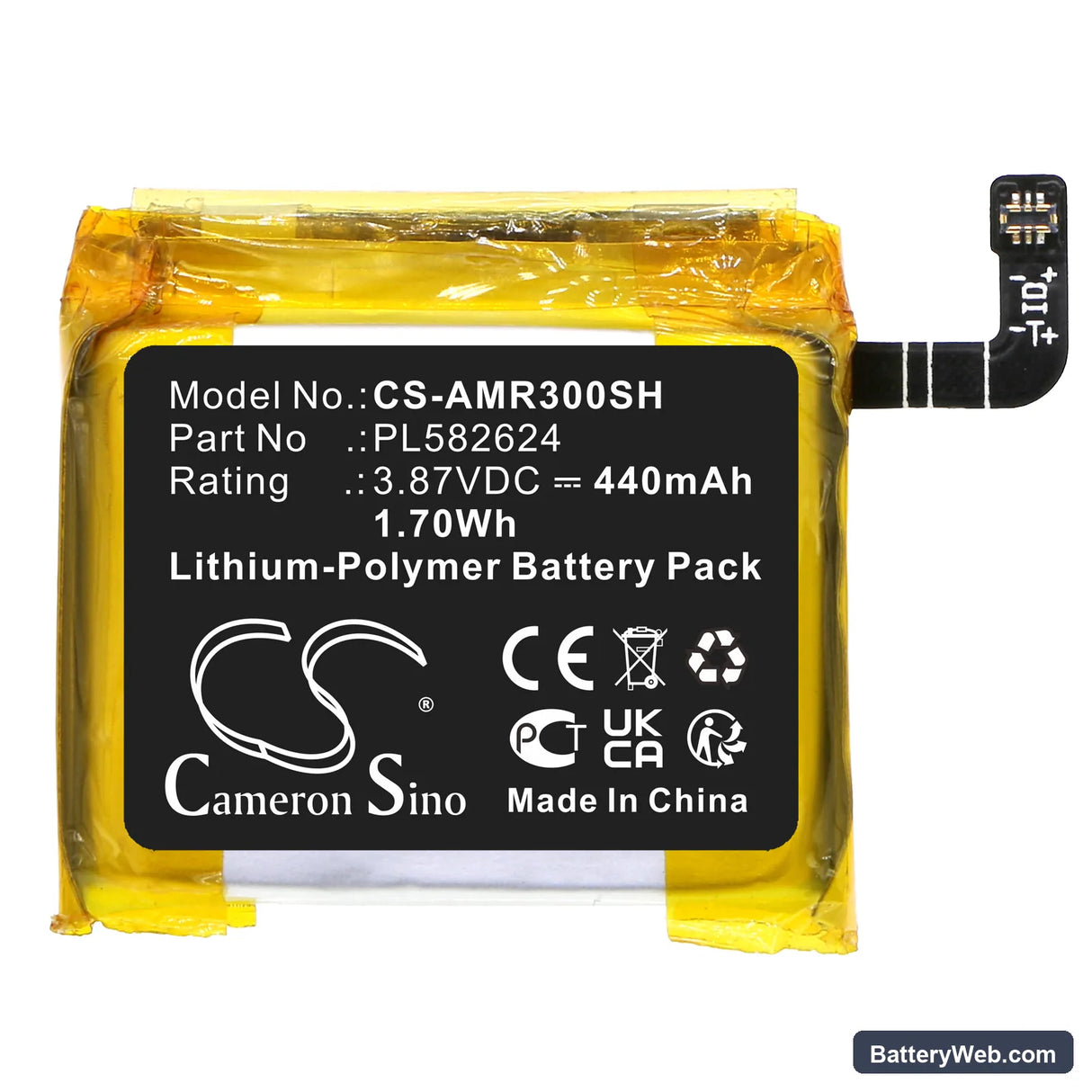 Amazfit GTR 3 Replacement Battery, 3.87V, 440mAh, Li-Polymer 3