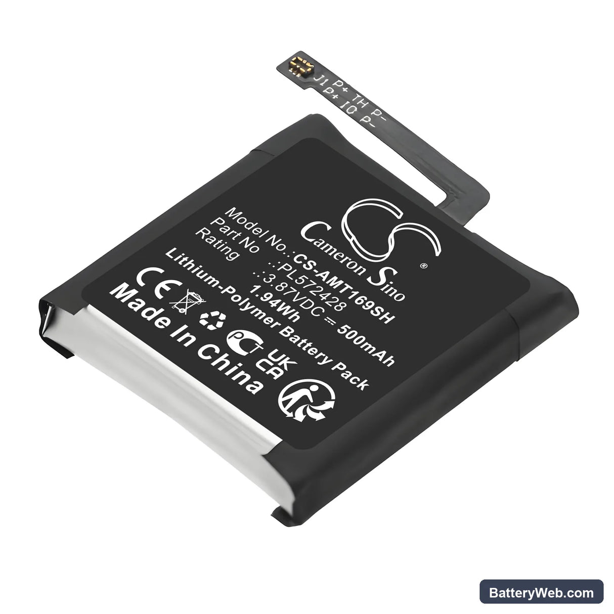 Amazfit A2169 Replacement Battery, 3.87V, 500mAh, Li-Polymer 1