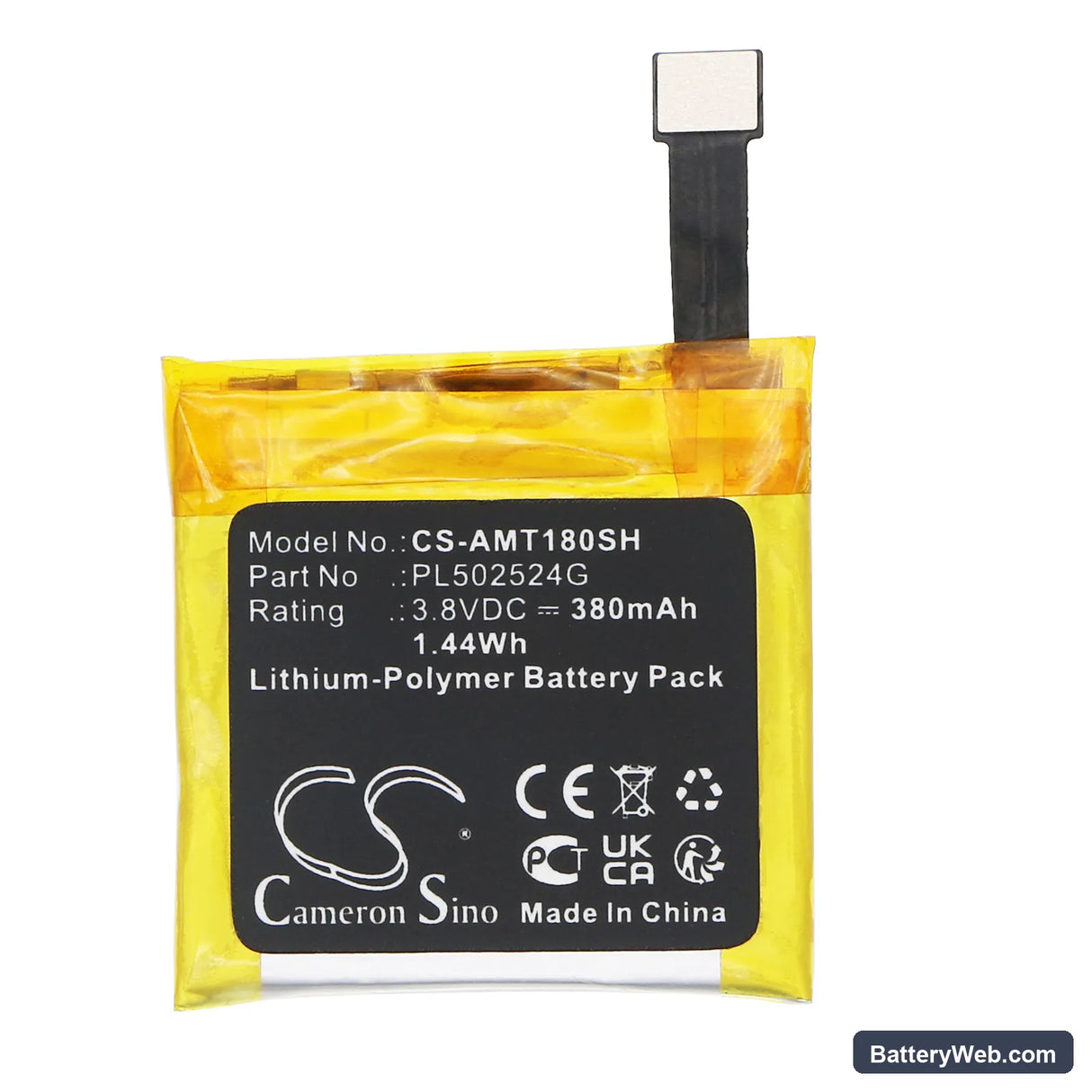 Amazfit A1918 Replacement Battery, 3.8V, 380mAh, Li-Polymer 3